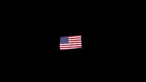 Rendering Simulering Usa Flagga Vinden Svart Bakgrund — Stockvideo
