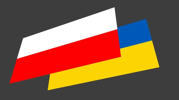 Zászlók Lengyelország Ukrajna Szürke Alapon Országok Barátsága Politika — Stock Fotó