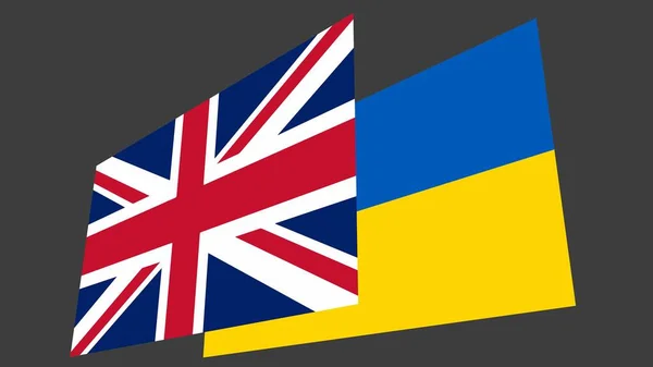 Flaggor Storbritannien Och Ukraina Grå Bakgrund Vänskap Mellan Länder Politik — Stockfoto