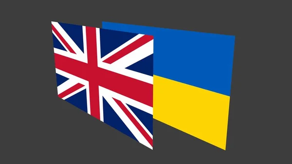 Flaggen Großbritanniens Und Der Ukraine Auf Grauem Hintergrund Länderfreundschaft Politik — Stockfoto