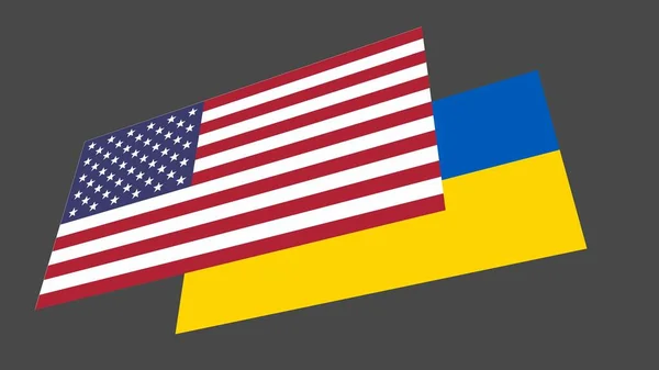 Прапори Сша України Сірому Фоні Дружба Країн Політика — стокове фото