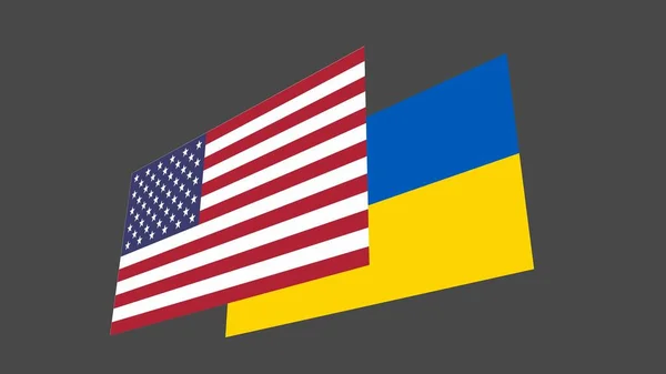 Прапори Сша України Сірому Фоні Дружба Країн Політика — стокове фото