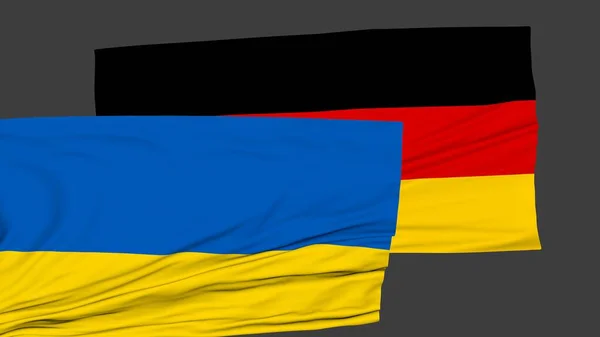 Flaggen Von Deutschland Und Der Ukraine Simulation Länderfreundschaft Politik — Stockfoto