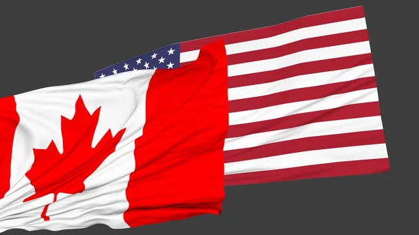 Banderas Estados Unidos Canadá Relaciones Entre Países Política Diplomacia Simulación — Foto de Stock