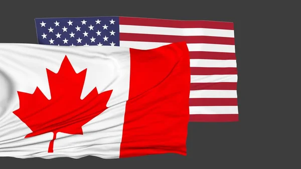 Flags Usa Canada Relations Countries Politics Diplomacy Simulation — Stock Photo, Image