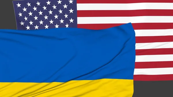 Σημαίες Των Ηπα Και Της Ουκρανίας Σχέσεις Μεταξύ Των Χωρών — Φωτογραφία Αρχείου