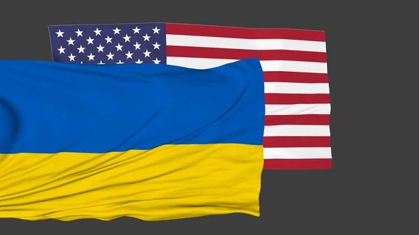 Drapeaux Des États Unis Ukraine Relations Entre Pays Politique Diplomatie — Photo
