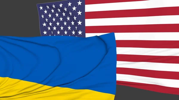 Σημαίες Των Ηπα Και Της Ουκρανίας Σχέσεις Μεταξύ Των Χωρών — Φωτογραφία Αρχείου