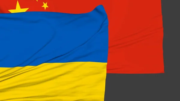 Flags China Ukraine Simulation Friendship Countries Politics Diplomacy — ストック写真