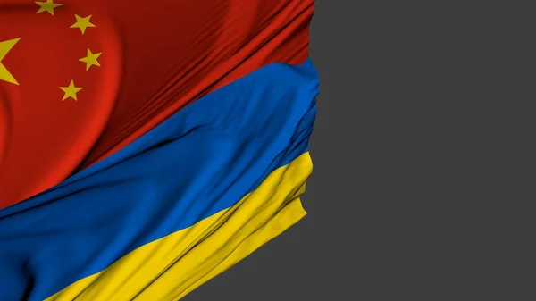 Флаги Китая Украины Моделирование Дружба Стран Политика Дипломатия — стоковое фото