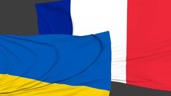 Drapeaux France Ukraine Relations Entre Pays Politique Diplomatie Simulation — Photo