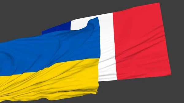 Flagi Francji Ukrainy Stosunki Między Krajami Polityka Dyplomacja Symulacja — Zdjęcie stockowe