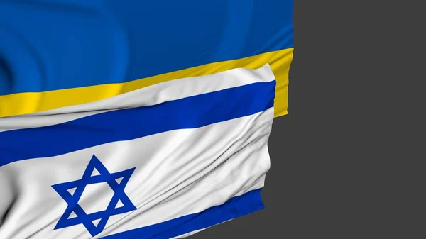 Flags Israel Ukraine Relations Countries Politics Diplomacy Simulation — ストック写真