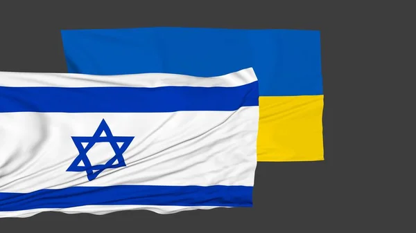 Flags Israel Ukraine Relations Countries Politics Diplomacy Simulation — Stock Photo, Image