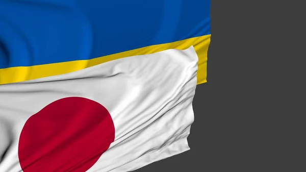 Flagi Japonii Ukrainy Symulacja Przyjaźń Krajów Polityka Dyplomacja — Zdjęcie stockowe