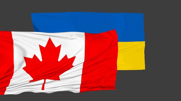 Drapeaux Canada Ukraine Relations Entre Pays Politique Diplomatie Simulation — Photo