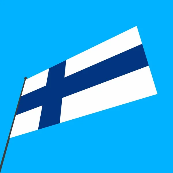 Простой Флаг Финляндии Флагштоке — стоковое фото