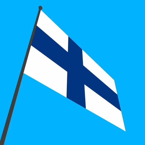 Prosta Flaga Finlandii Maszcie Flagowym — Zdjęcie stockowe