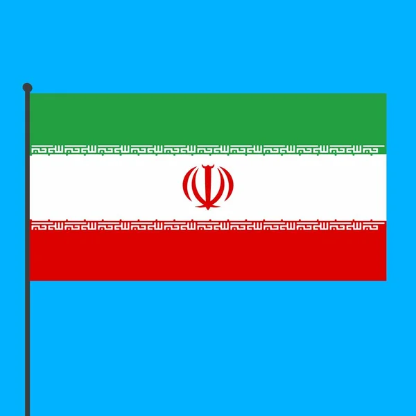 Простой Флаг Ирана Флагштоке — стоковое фото