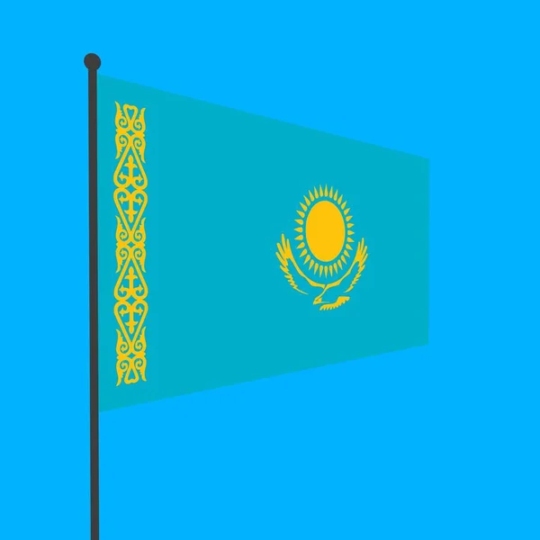 Simple Drapeau Kazakhstan Sur Mât Drapeau — Photo