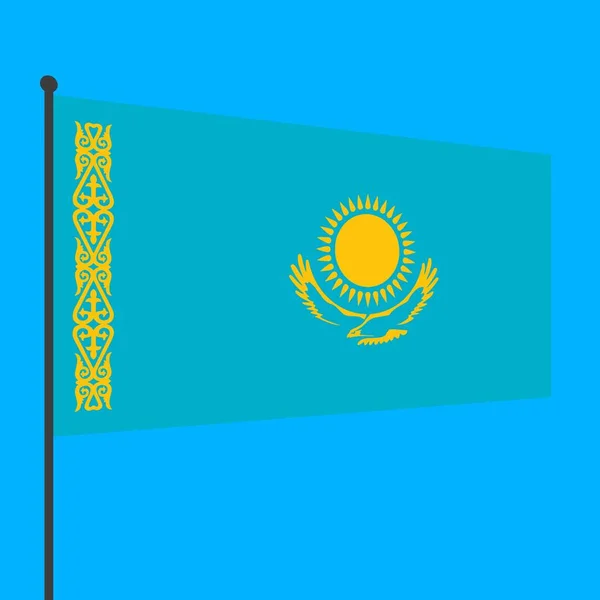 Простий Прапор Казахстану Флагштоку — стокове фото