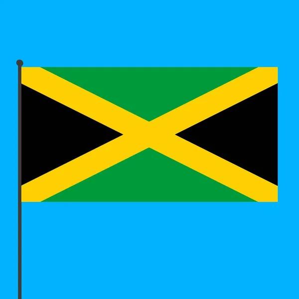 Een Eenvoudige Vlag Van Jamaica Een Vlaggenmast — Stockfoto