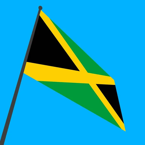 Простой Флаг Ямайки Флагштоке — стоковое фото