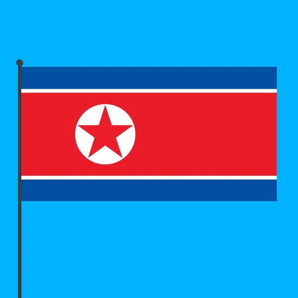 Bayrak Direğinde Kuzey Kore Nin Basit Bir Bayrağı — Stok fotoğraf
