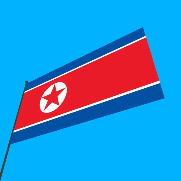 Uma Simples Bandeira Coreia Norte Mastro Bandeira — Fotografia de Stock