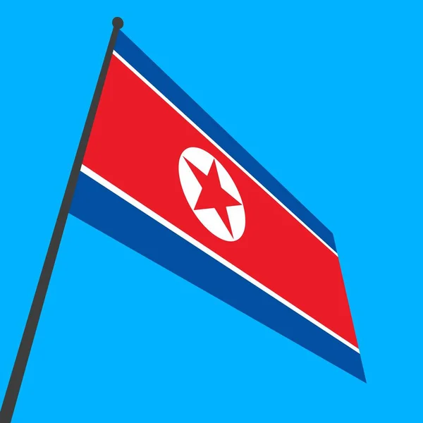 A simple flag of North Korea on a flagpole.