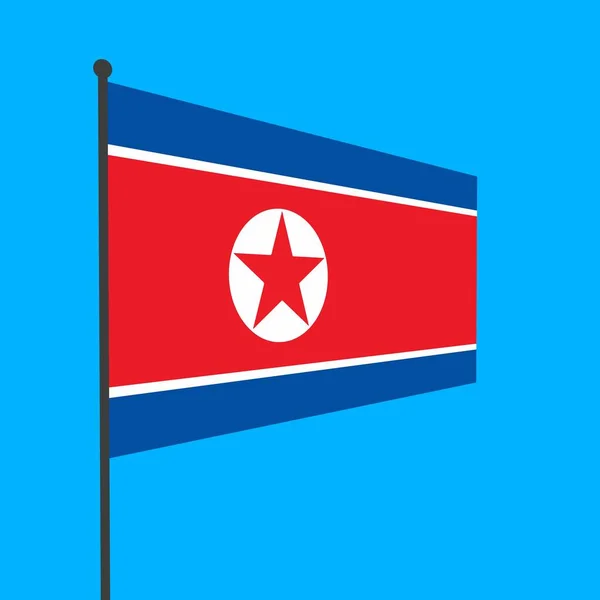 Észak Korea Zászlója Egy Zászlórúdon — Stock Fotó