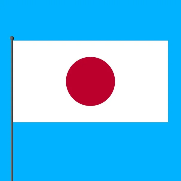 Bendera Sederhana Jepang Pada Tiang Bendera — Stok Foto