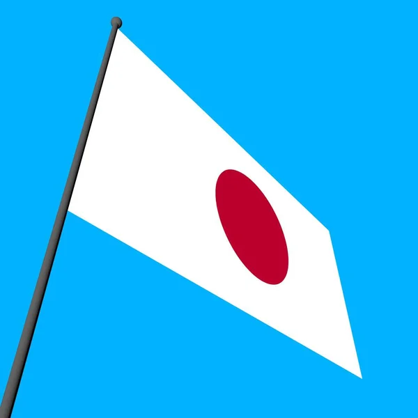 Een Eenvoudige Vlag Van Japan Een Vlaggenmast — Stockfoto