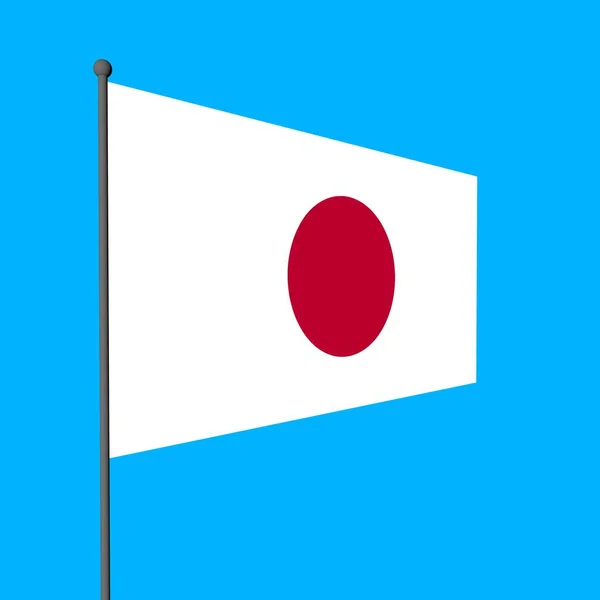 Una Simple Bandera Japón Asta Bandera —  Fotos de Stock