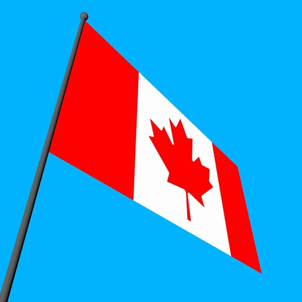 旗杆上的一面简单的加拿大国旗 — 图库照片
