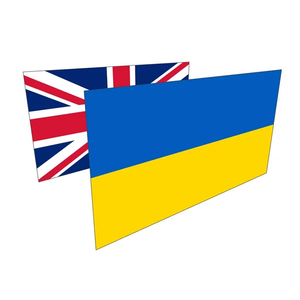 Flaggen Der Ukraine Und Großbritanniens Auf Weißem Hintergrund Länderfreundschaft — Stockfoto