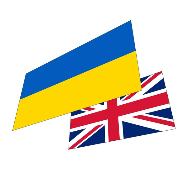 Flaggen Der Ukraine Und Großbritanniens Auf Weißem Hintergrund Länderfreundschaft — Stockfoto