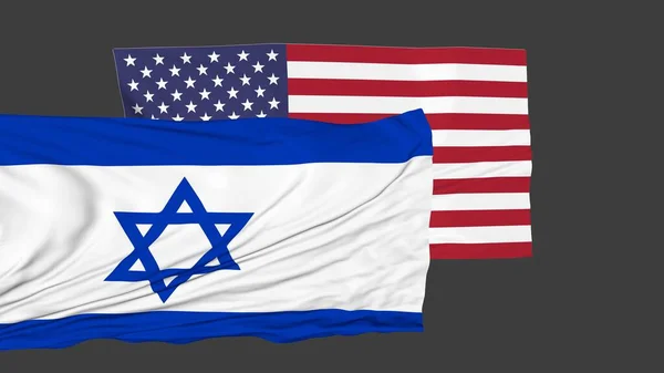 Прапори Ізраїлю Сша Сірому Тлі Країни Друзів Рендеринг — стокове фото