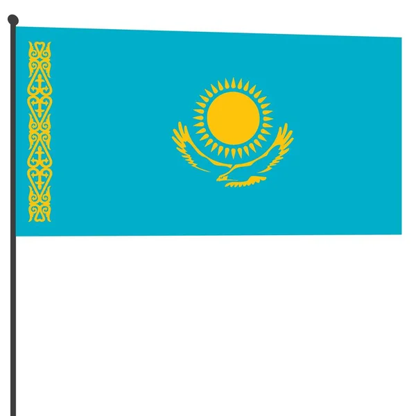 Vlag Van Kazachstan Een Witte Achtergrond — Stockfoto