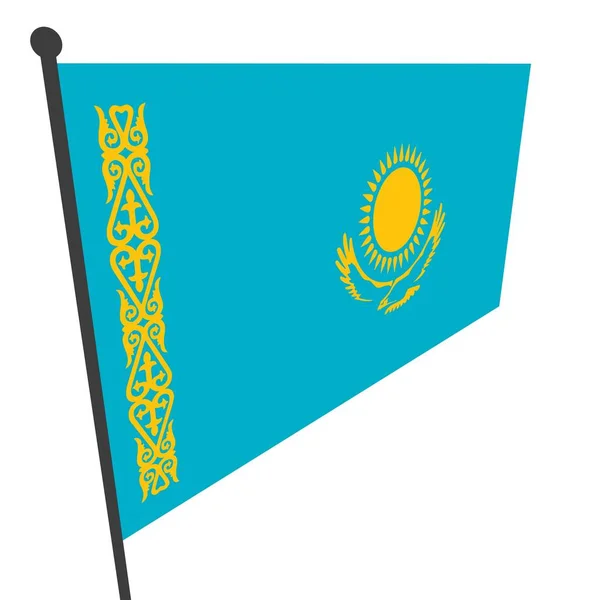 Vlag Van Kazachstan Een Witte Achtergrond — Stockfoto