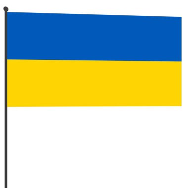 Beyaz bir arka planda Ukrayna bayrağı.