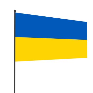 Beyaz bir arka planda Ukrayna bayrağı.