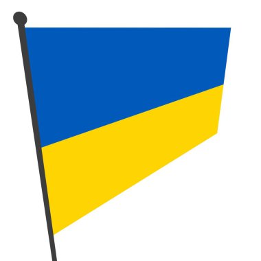 Beyaz bir arka planda Ukrayna bayrağı.