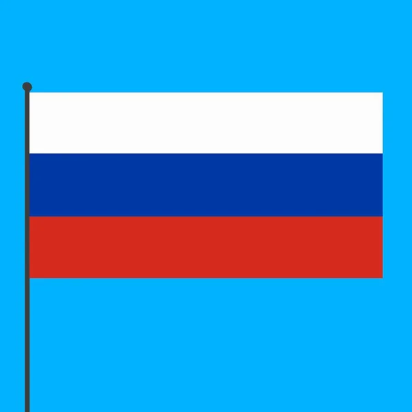 Ruská Vlajka Vlajkovém Stožáru Modrém Pozadí Země Celého Světa — Stock fotografie