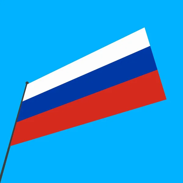 Прапор Росії Флагштоку Синьому Фоні Країни Світу — стокове фото