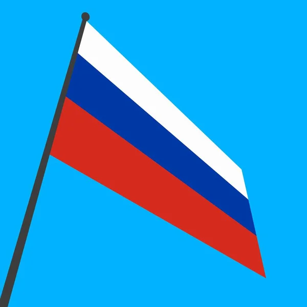 Flaga Rosji Maszcie Flagowym Niebieskim Tle Kraje Świata — Zdjęcie stockowe