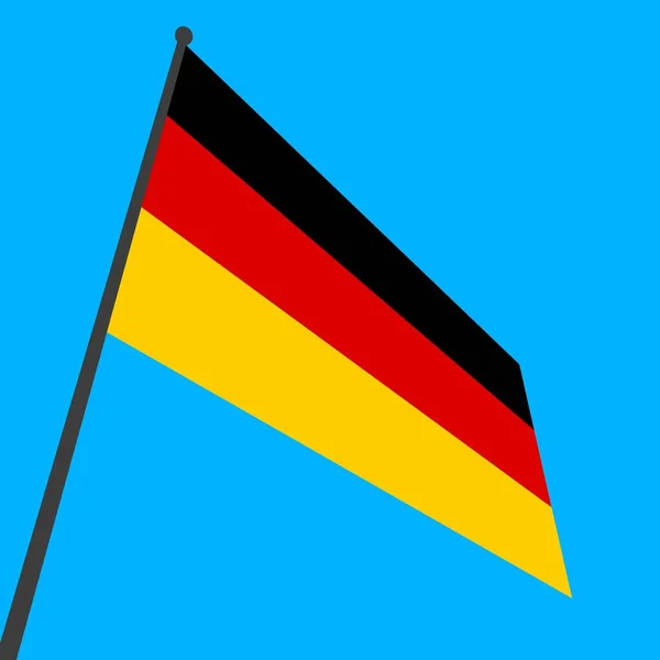 Zászló Németország Zászlórúdon Kék Háttérrel Világ Országai — Stock Fotó