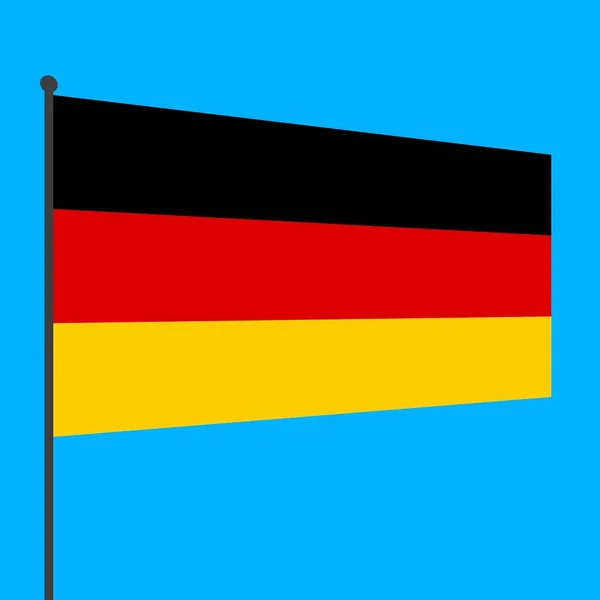 Bandera Alemania Sobre Asta Bandera Sobre Fondo Azul Países Del — Foto de Stock