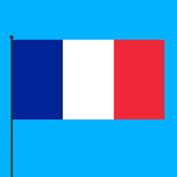 Mavi Arka Planda Bayrak Direğinde Fransa Bayrağı Dünya Ülkeleri — Stok fotoğraf