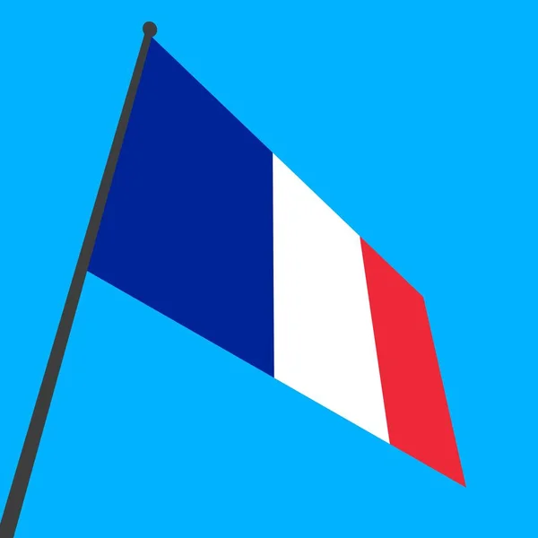 Прапор Франції Флагштоку Синьому Тлі Країни Світу — стокове фото
